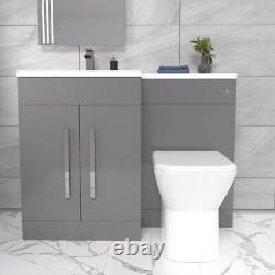 Nes Home Aric Left Hand 1100mm Vanity Basin Unit, WC Unit & Back To Wall Toilet