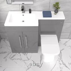 Nes Home Aric Left Hand 1100mm Vanity Basin Unit, WC Unit & Back To Wall Toilet