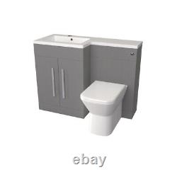 Nes Home Aric Left Hand 1100mm Vanity Basin Unit, WC Unit & Back To Wall Toilet