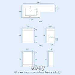 Nes Home Aric Left Hand 1100mm Vanity Basin Unit, WC Unit & Back To Wall Toilet