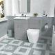 Nes Home Basin Vanity Cabinet, Wc Unit Grey & Rimless Back To Wall Toilet