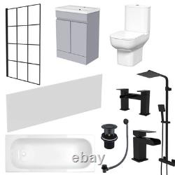 Nes Home Bath Screen Shower White Doors Vanity Toilet Matte Black Taps