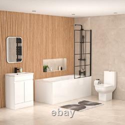 Nes Home Bath Screen Shower White Doors Vanity Toilet Matte Black Taps