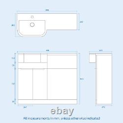 Nes Home Black Handle LH Basin WC Unit BTW Toilet L Shape Bath & Panel Screen