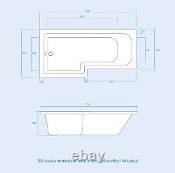 Nes Home Black Handle LH Basin WC Unit BTW Toilet L Shape Bath & Panel Screen