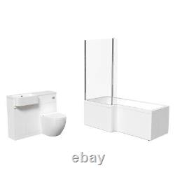 Nes Home Brass Handle LH Basin WC Unit BTW Toilet L Shape LH Bath & Panel Screen