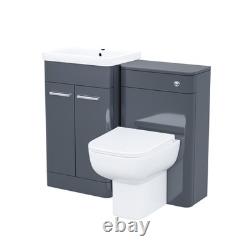 Nes Home Dark Grey 500mm Basin Vanity WC Unit & Rimless Back to Wall Toilet