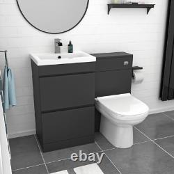 Nes Home Dark Grey 500mm PVC 2 Drawers Vanity WC Unit BTW Toilet and Bath Set