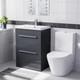 Nes Home Dark Grey 600mm 2 Drawer Vanity Basin Unit & Close Coupled Toilet