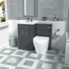 Nes Home Dark Grey Basin Vanity Wc Unit & Rimless Back To Wall Toilet