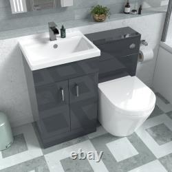 Nes Home Dark Grey Basin Vanity WC Unit & Rimless Back To Wall Toilet