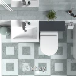 Nes Home Dark Grey Basin Vanity WC Unit & Rimless Back To Wall Toilet