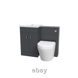 Nes Home Dark Grey Basin Vanity WC Unit & Rimless Back To Wall Toilet