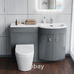 Nes Home Dene 1100 RH Back To Wall toilet, Soft Close Toilet & Resin Basin Grey