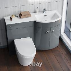 Nes Home Dene 1100 RH Back To Wall toilet, Soft Close Toilet & Resin Basin Grey