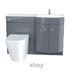 Nes Home Dene 1100 RH Back To Wall toilet, Soft Close Toilet & Resin Basin Grey