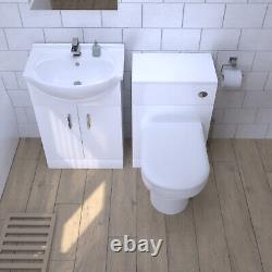 Nes Home Floor Standing White Vanity Basin, WC Unit & Comfort Height BTW Toilet