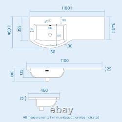 Nes Home Grey 1100 mm Bathroom Basin Vanity Unit & Back To Wall WC Toilet