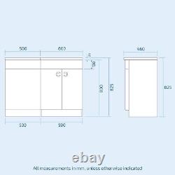 Nes Home Grey 1100 mm RH Vanity Unit and Back To Wall WC Toilet Bathroom