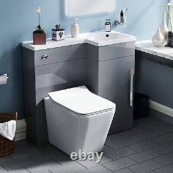 Nes Home Grey 900mm RH Vanity Unit Basin Sink with Rimless Toilet