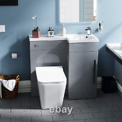 Nes Home Grey 900mm RH Vanity Unit Basin Sink with Rimless Toilet