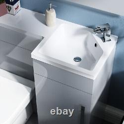 Nes Home Grey 900mm RH Vanity Unit Basin Sink with Rimless Toilet