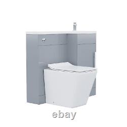 Nes Home Grey 900mm RH Vanity Unit Basin Sink with Rimless Toilet