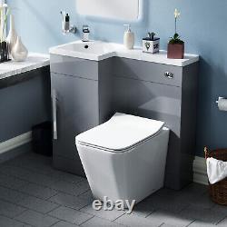 Nes Home Grey Cloakroom 900 mm LH Vanity Unit Basin WC BTW Toilet