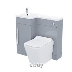 Nes Home Grey Cloakroom 900 mm LH Vanity Unit Basin WC BTW Toilet