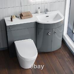 Nes Home Grey RH 1100mm Vanity Basin Unit & Ellis Back To Wall Toilet