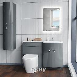 Nes Home Grey RH 1100mm Vanity Basin Unit & Ellis Back To Wall Toilet