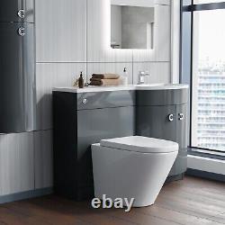 Nes Home Grey RH 1100mm Vanity Basin Unit & Ellis Back To Wall Toilet