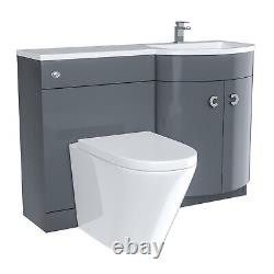 Nes Home Grey RH 1100mm Vanity Basin Unit & Ellis Back To Wall Toilet