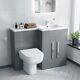 Nes Home Grey Rh 1100mm Vanity Cabinet Basin Sink & Btw Wc Toilet Flat Pack