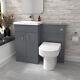 Nes Home Grey Vanity Basin Cabinet, Wc Unit & Comfort Back To Wall Toilet