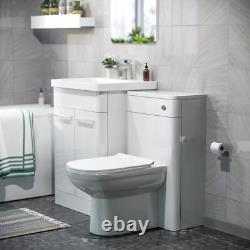 Nes Home High Gloss White 600mm Bathroom Vanity WC Unit BTW Toilet & Bath Set