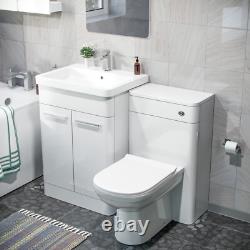Nes Home High Gloss White 600mm Bathroom Vanity WC Unit BTW Toilet & Bath Set