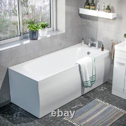 Nes Home High Gloss White 600mm Bathroom Vanity WC Unit BTW Toilet & Bath Set