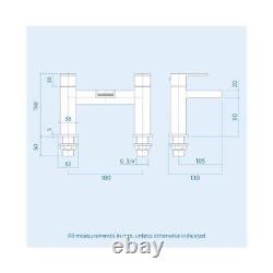 Nes Home L-Shaped LH Bath, Exposed Shower, White Basin Vanity, Taps, BTW Toilet