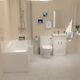 Nes Home L-shaped Rh Shower Bath Floor Standing White Basin Vanity Btw Toilet