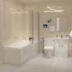 Nes Home L-shaped Rh Shower Bath, White Basin Vanity Unit With Wc & Btw Toilet