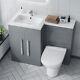 Nes Home Lh 1100mm Vanity Basin Unit, Wc Unit & Desone Back To Wall Toilet Grey