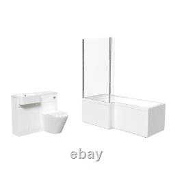 Nes Home LH Basin Brass Handle WC Unit BTW Toilet L Shape Bath & Panel Screen