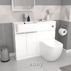 Nes Home LH Basin WC Unit With Handle BTW Toilet L Shape Bath & Panel Screen