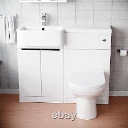 Nes Home LH Freestanding Basin Vanity Unit With Black Handles, WC Unit & Toilet