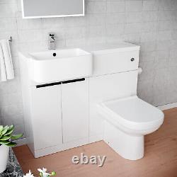 Nes Home LH Freestanding Basin Vanity Unit With Black Handles, WC Unit & Toilet