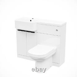 Nes Home LH Freestanding Basin Vanity Unit With Black Handles, WC Unit & Toilet