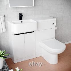 Nes Home Left Hand Black Handles Basin Vanity Unit With Tap, WC Unit & Toilet