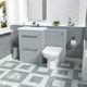 Nes Home Matte Grey 1100mm Floorstanding 2 Drawer Vanity Wc Unit & Btw Toilet