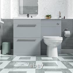 Nes Home Matte Grey 1100mm Floorstanding 2 Drawer Vanity WC Unit & BTW Toilet